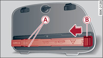 Left side trim in luggage compartment: Warning triangle